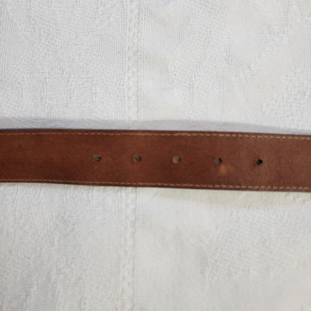 VTG The Limited Wide Brown Leather Belt Made in Italy Rainbow Embroidery Beads L